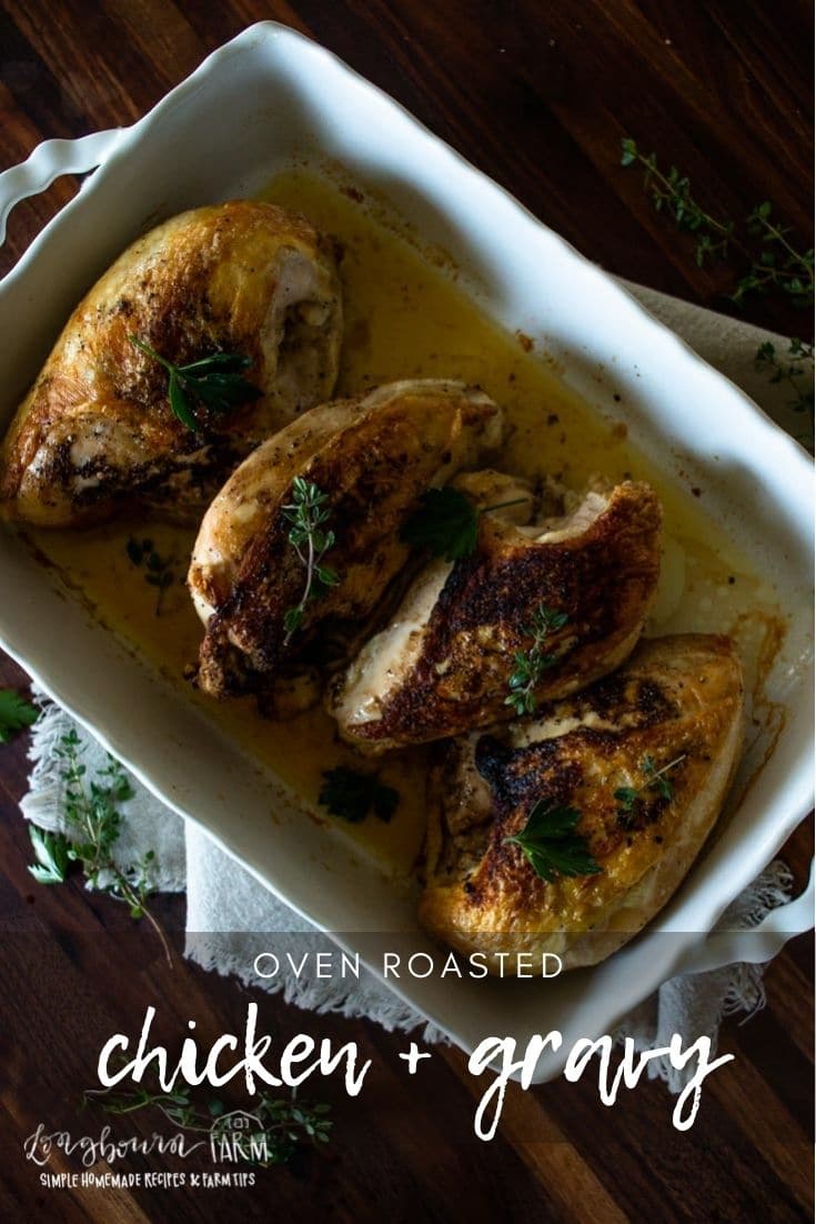Oven roasted chicken is an easy weeknight meal or a meal perfect for company. Delicious, flavorful, and easy.