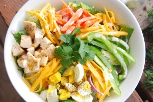 Buffalo Chicken Salad in a white bowl.