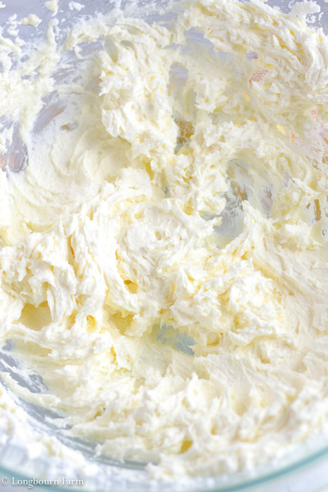 Creamed butter, sugar, and an egg for citrus thyme bread.