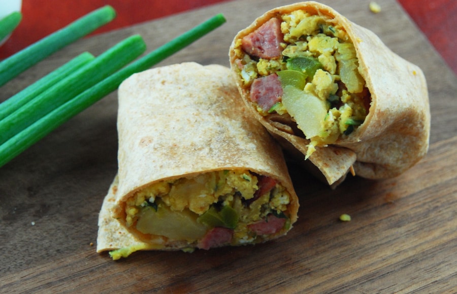 Healthy breakfast burritos
