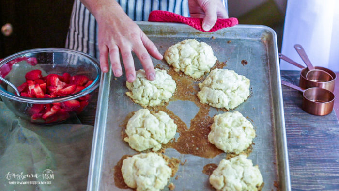 Shortcakes will bounce back when gently pressed with your finger when they are done. 