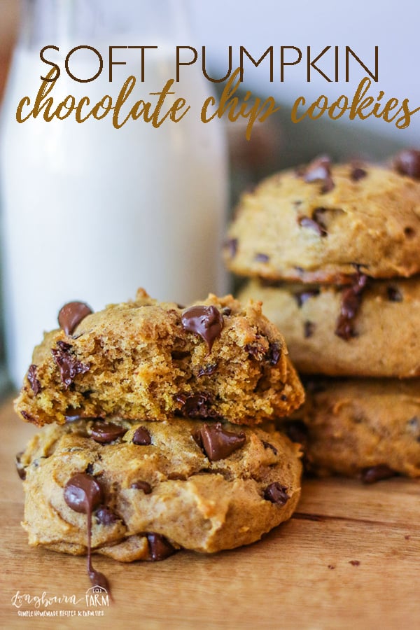 These soft chocolate chip pumpkin cookies are light, fluffy, and soft. This recipe is perfect for Fall! Easy to make and simple ingredients! #longbournfarm #pumpkinrecipe #pumpkincookie #pumpkincookies #chocolatechippumpkin #chocolatepumpkin #chocolatechippumpkincookies