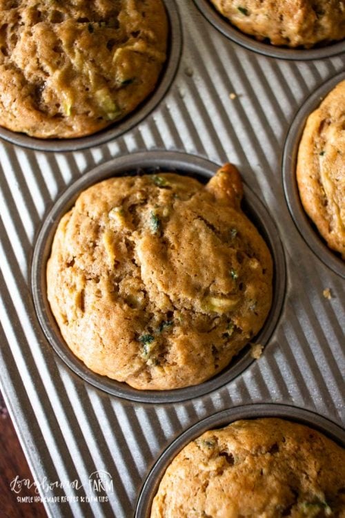 baked zucchini muffins in a muffin tray