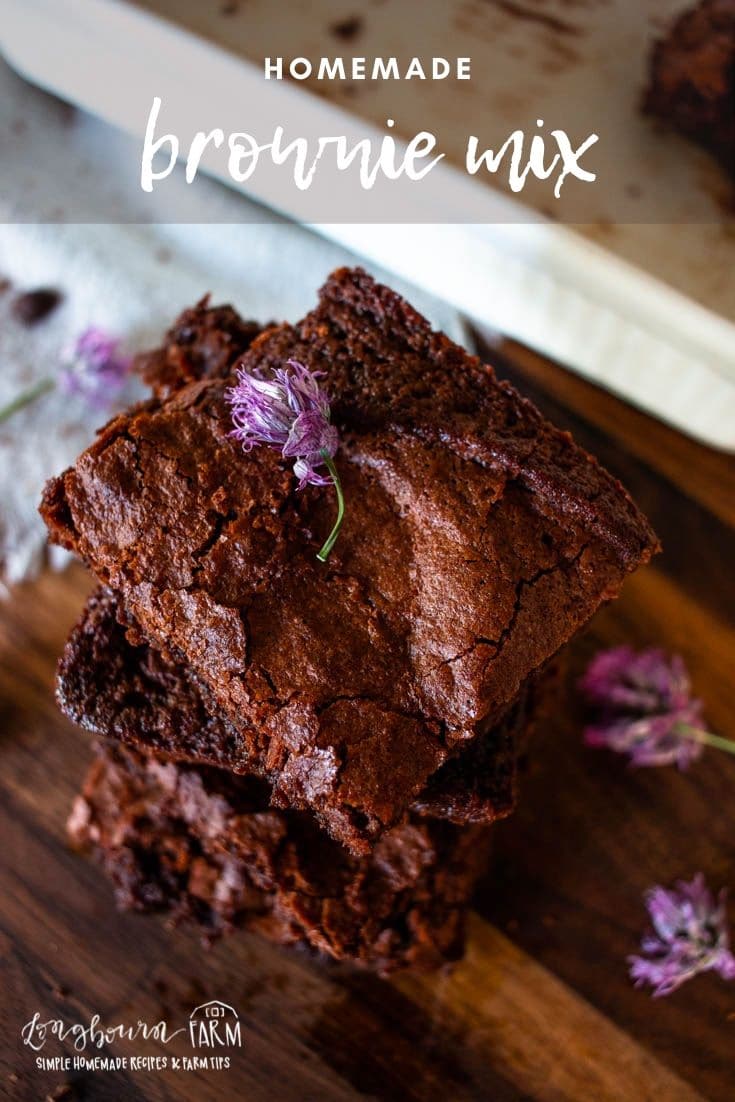 The best brownie mix from scratch! Chewy on the inside with a crispy crust on the outside, these brownies really are perfect. Try this homemade mix today! #brownies #browniesfromscratch #homemadebrownies #homemademix #homemadebrowniemix #browniemix #easybrownies #dessert #baking #bakingbrownies #easydessert
