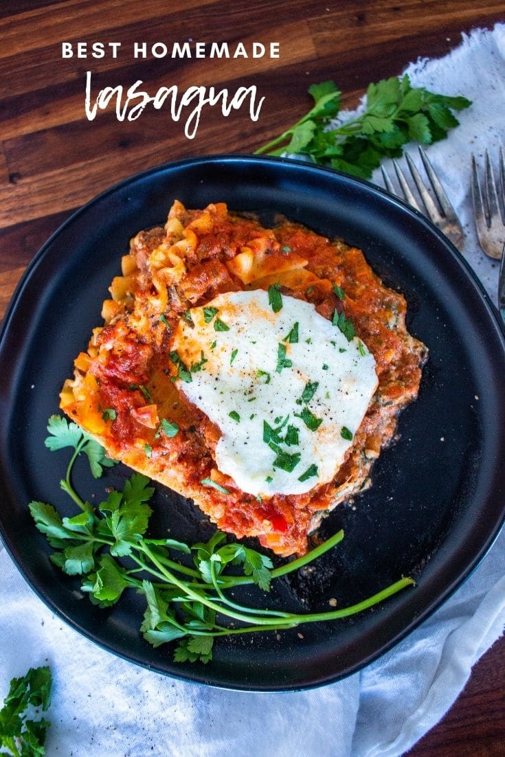 This truly is the best homemade lasagna recipe ever! Perfectly balanced flavors in every bite that's sure to be a family favorite in no time.
