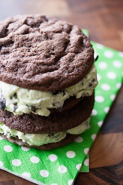 Double Mint Chip Ice Cream Sandwiches