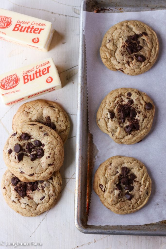 Browned butter chocolate chip cookies take a classic recipe and give it a decadent twist. With detailed direction on how to brown butter, this recipe is easy!