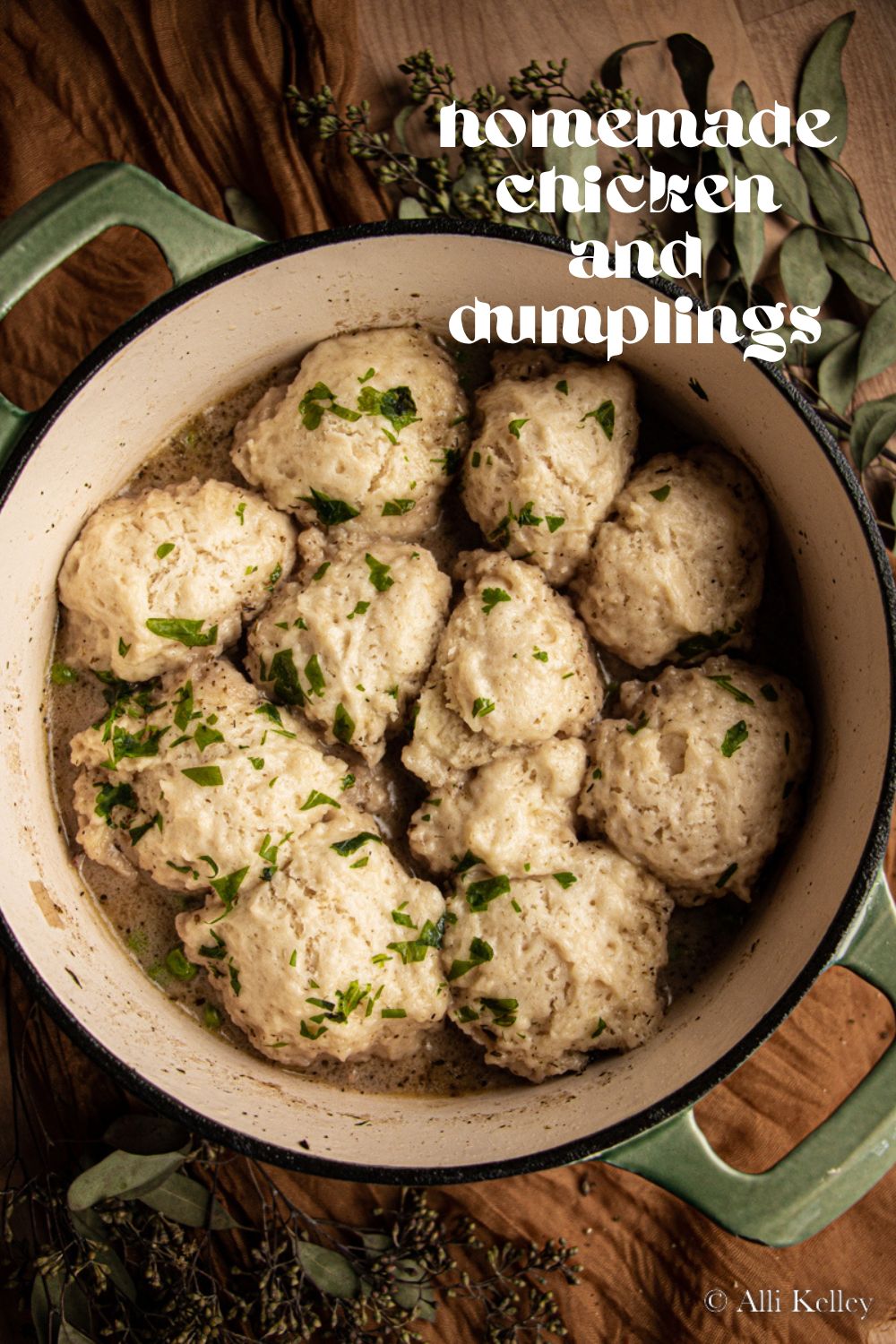 This easy chicken and dumplings recipe is totally homemade and is sure to become a family favorite. Packed with flavor, juicy meat, and tender veggies!