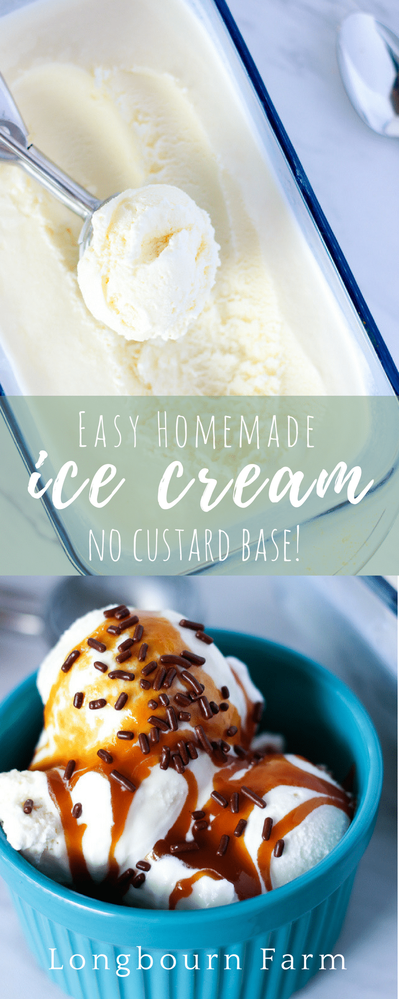 This homemade vanilla ice cream recipe is delicious, creamy, and rich without the hassle of making a custard! Make a batch and cool off today.