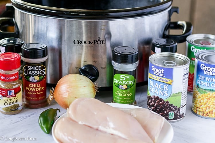 Ingredients for slow cooker mexican chicken.