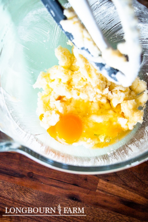 creamed butter and sugar with added egg