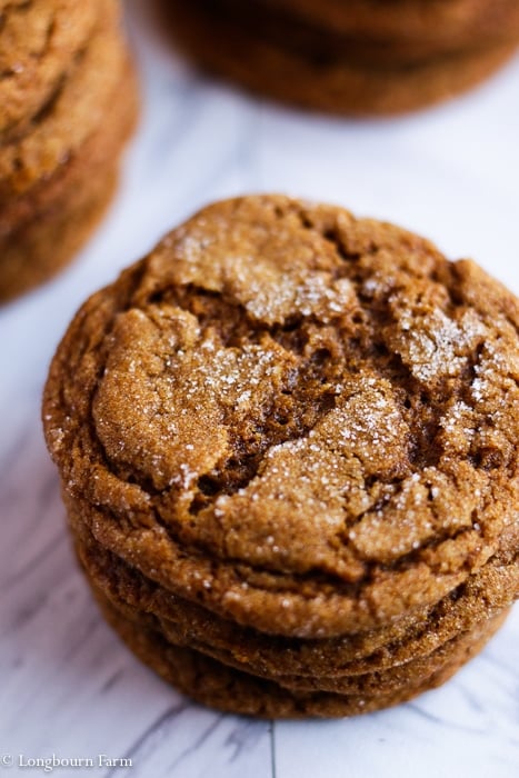 Close-up of a whole molasses ginger cookie.