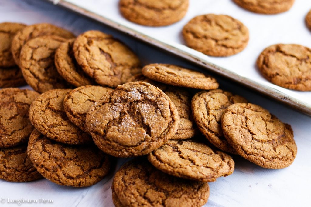 Pile of molasses ginger cookies.
