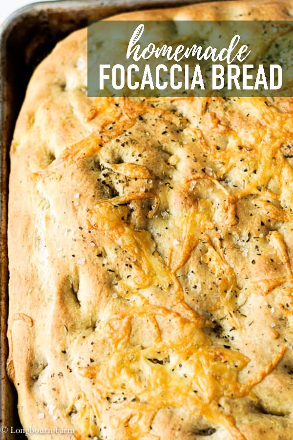 This Homemade Focaccia Recipe is simple to make and tastes AMAZING! Not just bread with olive oil, this dough is infused with Italian flavor and topped with even more. Homemade focaccia is the perfect side dish for any Italian meal! #homeade #bread #homemadebread #focaccia #focacciabread #baking #bakingbread