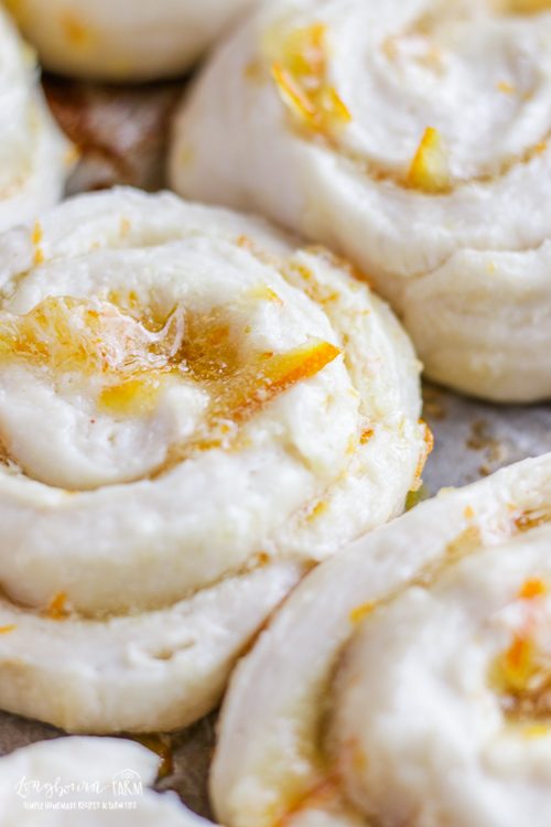 Rising orange roll dough. 