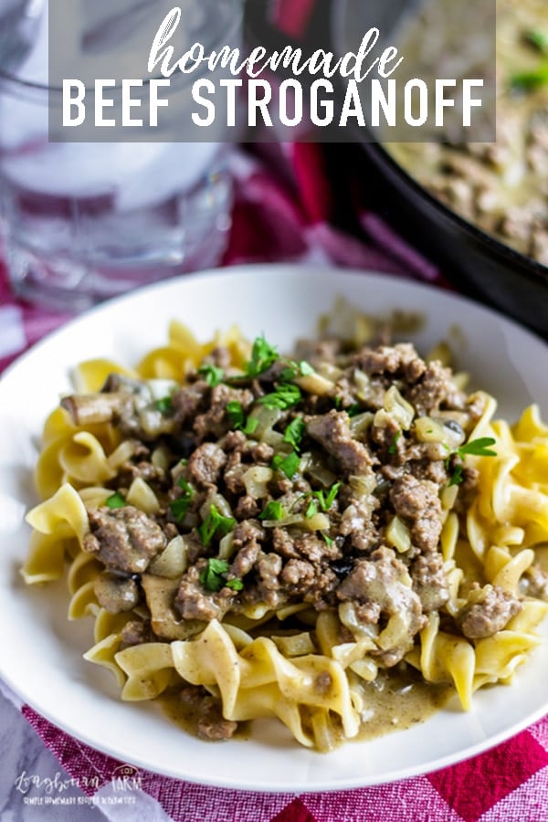 Easy Beef Stroganoff is packed with flavor and so delicious. It’ll be the best homemade beef stroganoff recipe you ever make and the whole family will love it. #beef #beefstroganoff #easydinner #dinner #stroganoff #beefrecipe #easyrecipe #homemadebeefstroganoff #beefstroganofffromscratch #homemade #fromscratch