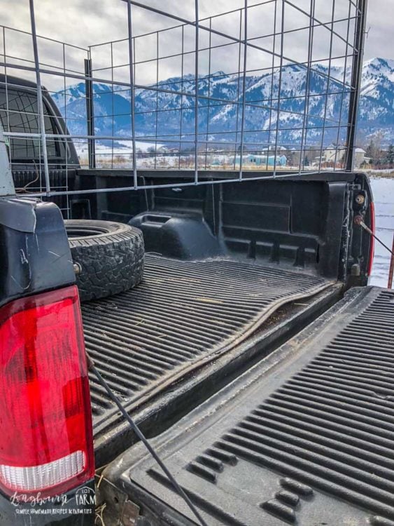 Space under the tailgate in the DIY livestock hauler. 