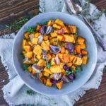 Baked butternut squash is a fantastic side dish, so easy and low maintenance. Great for a holiday spread or any time of the year! #bakedbutternutsquash #butternutsquashoven #holidaysidedish #sidedishchristmas #sidedishthanksgiving
