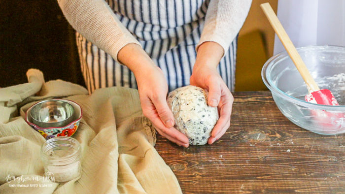 Shaping cheeseball for easy cheeseball recipe. 