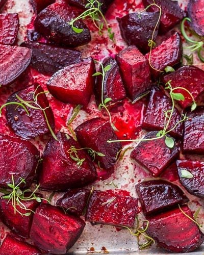 Roasted Beets in Oven with Balsamic Glaze