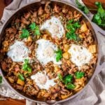 This breakfast hash recipe is a perfect way to use up leftovers in your fridge. It couldn't be easier to make and is all done on the stovetop. #breakfasthash #breakfastrecipes #breakfasthashrecipe #breakfasthaseasy #skilletbreakfasthash #breakfasthash #breakfasthashbest