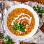Lentil soup is hearty and delicious. Make it quickly in an instant pot or pressure cooker or use a slow cooker. Either way, it turns out amazing! #lentilsoup #lentilsoupeasy #lentilsoupcrockpot #lentilsoupslowcooker #lentilsoupinstantpot #lentilsouphealthy #lentilsoupred #lentilsoupvegetarian #lentilsoupvegetables #lentilsoupbest