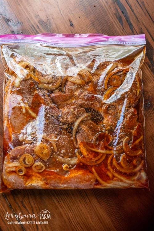 Mexican pork chop marinade in a bag.