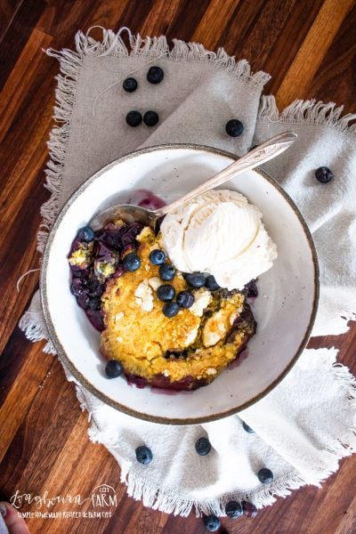 Dutch Oven Blueberry Cobbler Recipe with Cake Mix