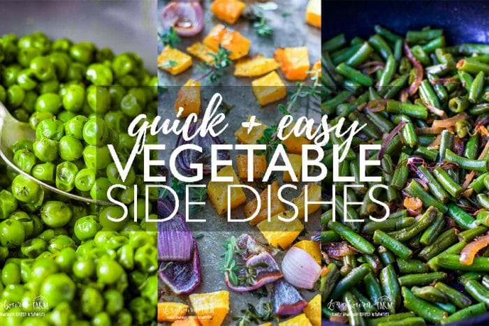 Make getting your veggies in at dinner time super easy! These vegetable side dishes are not only easy and quick - they are delicious! #veggie #veggierecipe #quickveggierecipe #easyveggierecipe #roastedveggies #cannedveggierecipes #frozenveggierecipes #frozengreenbeans #cannedcorn #roastedbroccoli #roastedcarrots #roastedcauliflower