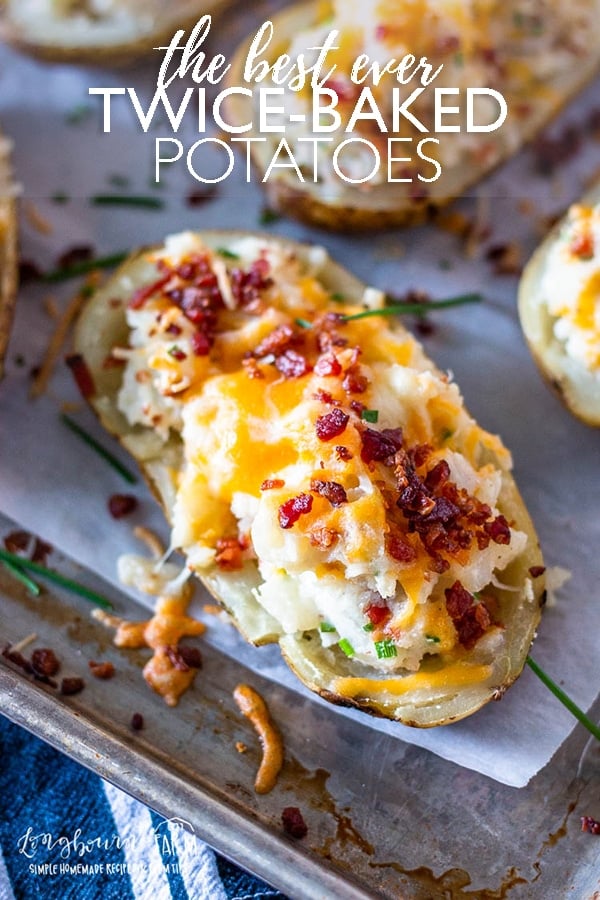 The best twice baked potatoes are creamy, cheesy, and packed with flavor!! Get the secret ingredient in this recipe that makes it amazing! #twicebakedpotatoes #twicebakedpotatoeseasy #twicebakedpotatoesthebest #twicebakedpotatoesmakeahead #twicebakedpotatoescreamcheese #twicebakedpotatoescreamy #twicebakedpotatoesloaded #twicebakedpotatoesrecipe #twicebakedpotatoescheesy