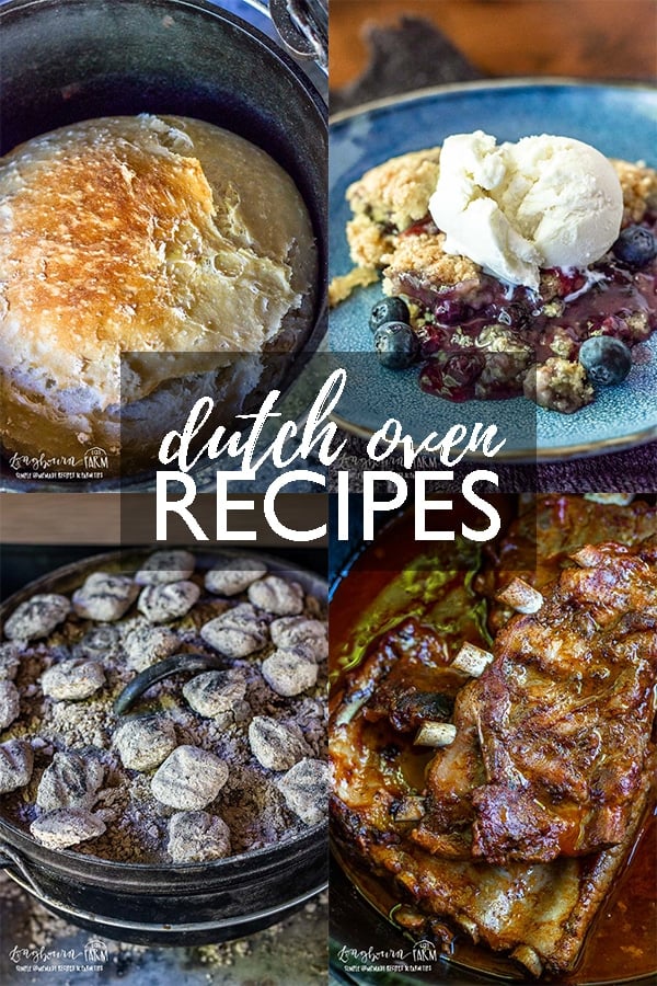 Dutch oven recipes are simple if they include detailed instructions. Check out this list of amazing recipes as well as helpful how-to tips for dutch ovens! #dutchovencooking #castironcooking #dutchovenrecipes #castironrecipes #dutchovencobbler #dutchovenchicken #dutchovenribs #dutchovenpeachcobbler #dutchovenbread #nokneadbread