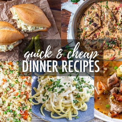 Quick and Cheap Dinners are a must-have for any family during the busy school year! These dinners are ones the whole family will love them! #quickdinner #easymeals #cheaprecipes #cheapdinners #cheapmeals #quickrecipes #easyrecipes #easydinners #budgetrecipes #budgetmeals #budgetdinners