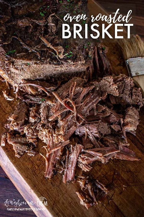 Cooking oven roasted brisket is easier than you think! Pack it with flavor and cook it low and slow for fall-apart meat that's perfect every time. #brisket #beef #beeffordinner #beefbrisket #brisketrecipe #ovenroastedbrisket #ovenbrisket #slowcookerbrisket