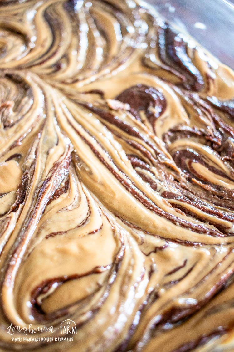 swirled peanut butter and chocolate brownie batter
