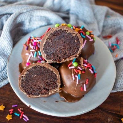 the inside view of a chocolate cake ball