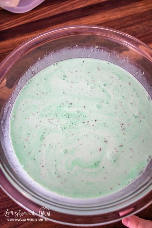 mixed mint chocolate ice cream ingredients in a bowl