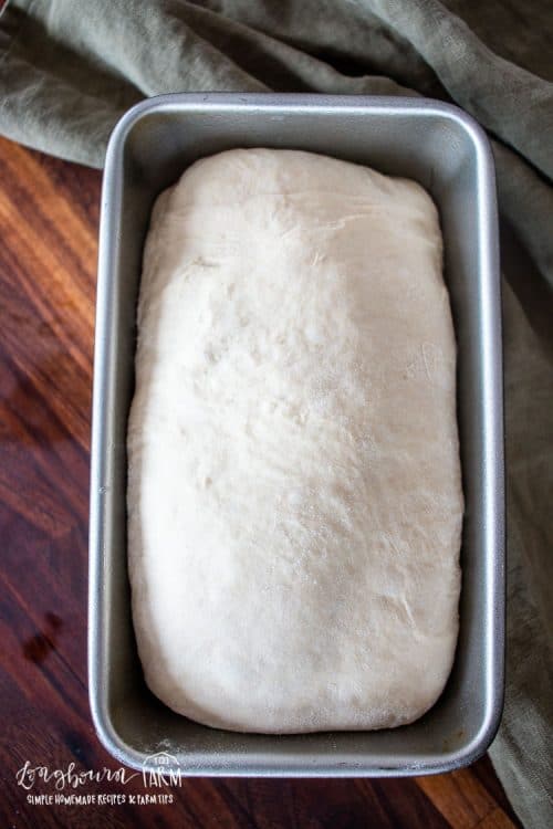 unbaked potato bread loaf in a bread pan