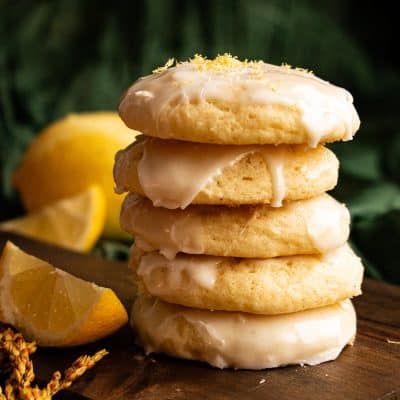 a stack of lemon ricotta cookies