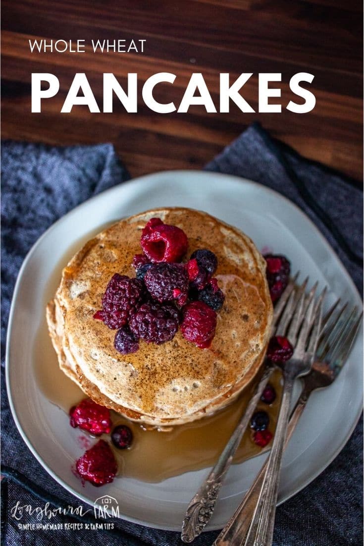 Whole wheat pancakes are a delicious recipe to get your morning started! Serve them with yogurt, syrup, berries or peanut butter to pack in the nutrients!