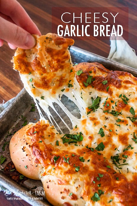 (sponsored) Cheesy garlic bread made with Rhodes Rolls is amazing!! The rolls always bake up perfectly and are divine when topped with garlic and cheese. Rhodes Rolls make them the perfect pull-apart portions and make homemade garlic bread easy.