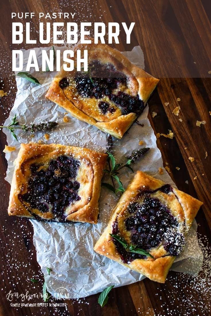 A puff pastry danish is a delicious and simple treat that’s perfect for breakfast or dessert. Soft and flaky, topped with blueberries.