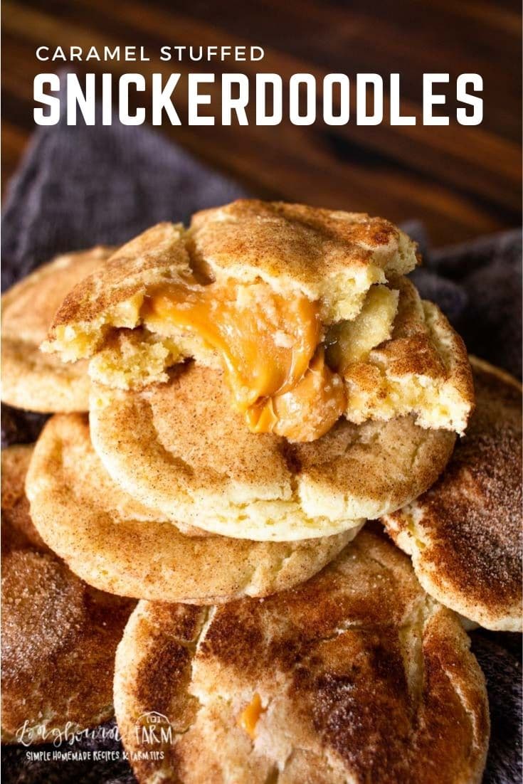Caramel snickerdoodles are a delicious fall twist on an old classic recipe. Soft cookie with soft caramel on the inside.