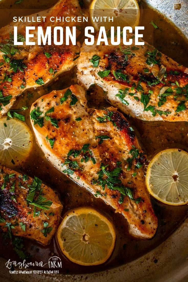 Skillet chicken with lemon sauce is an elegant dinner that only takes 30 minutes to put together. Make this on a weeknight or special occasion!! Try it!