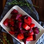 a whtie dish with instant pot beets and fresh herbs
