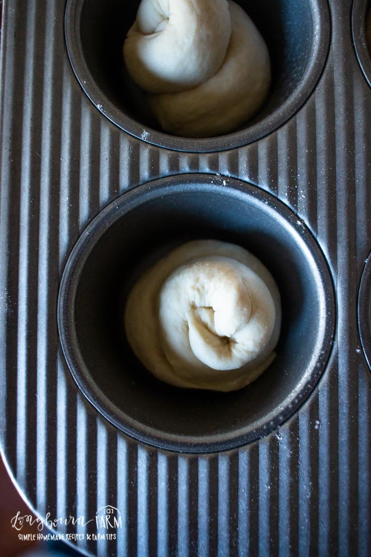 twisted bread roll in muffin pan