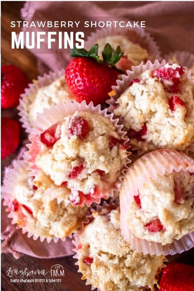 Strawberry shortcake muffins are a treat that’s perfect for breakfast and for snacking. Fresh strawberries in every tender and moist muffin!