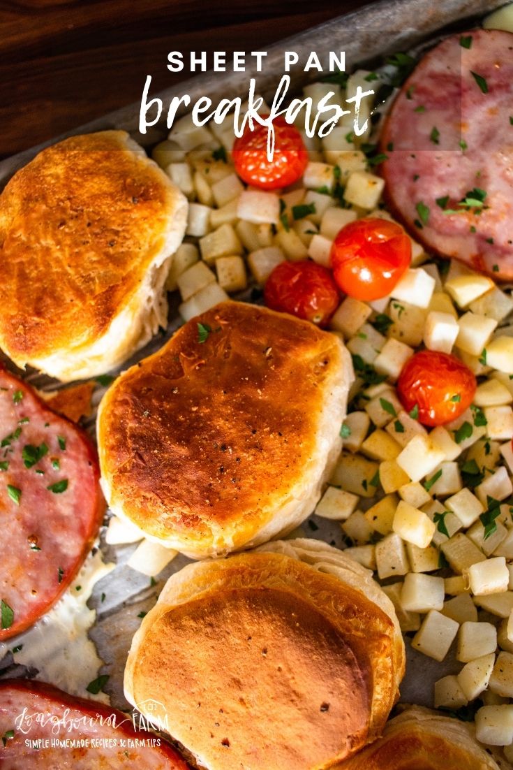 Ham steak breakfast on a sheet pan is easy to prepare, easy to customize, and is sure to be a total hit! Make it snap by using one sheet pan!