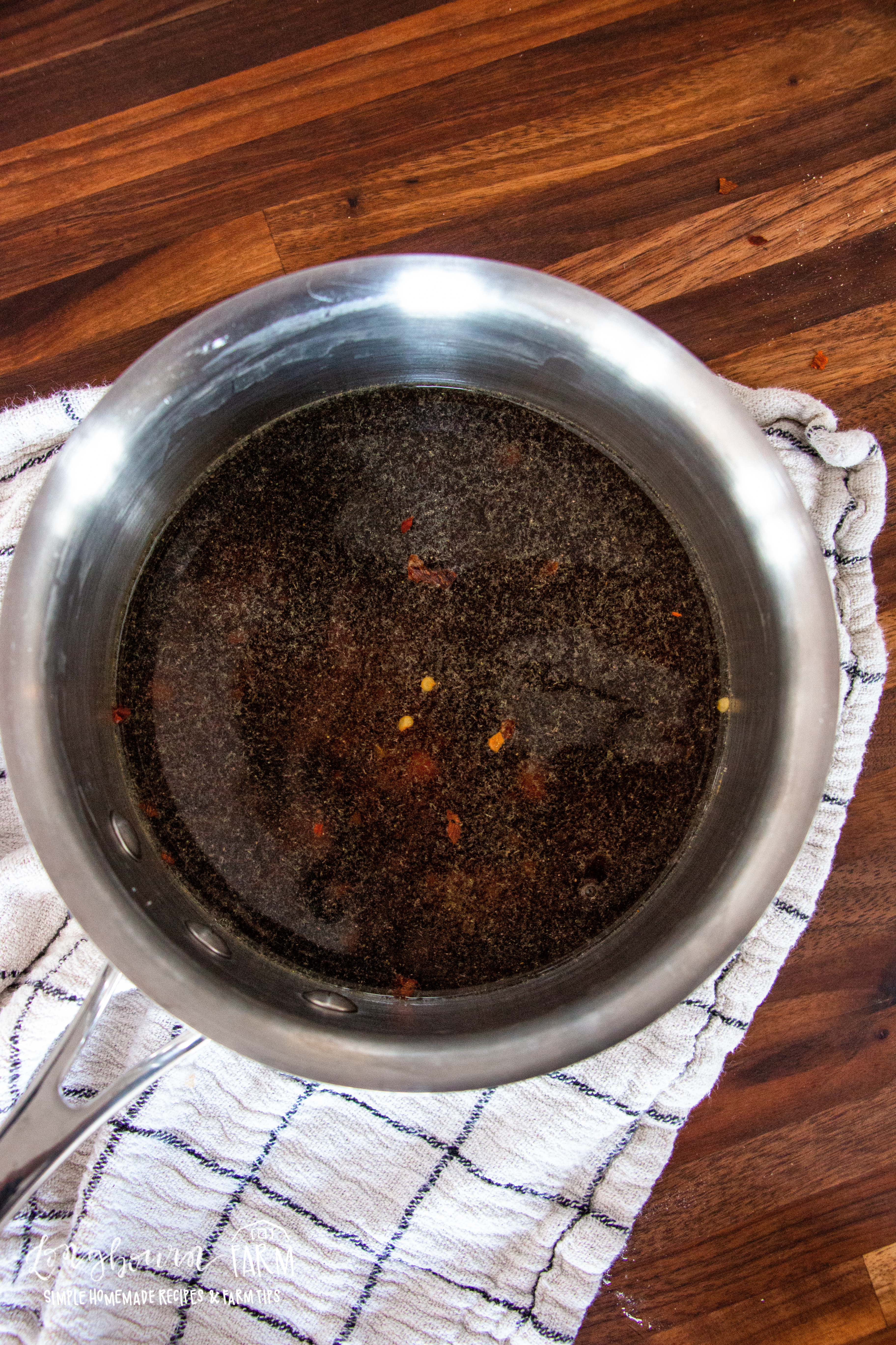 blended and dissolved teriyaki sauce in a pot
