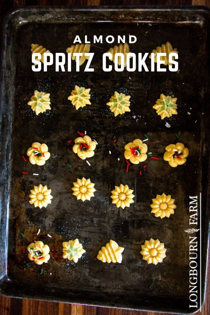 Almond spritz cookies are a tasty buttery cookie that practically melts in your mouth. Especially popular around the holidays like Christmas, these cookies are always a welcomed sweet.