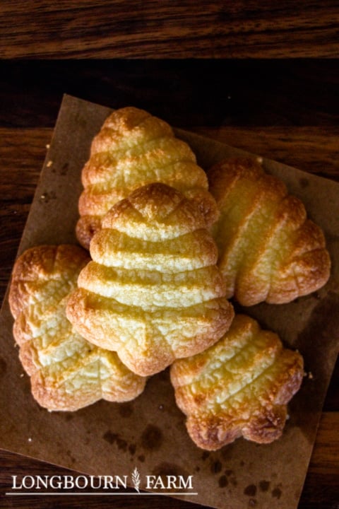 almond spritz cookies shaped like christmas trees